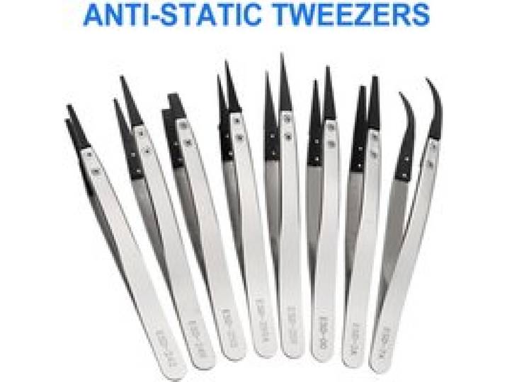 1-delig antistatisch ESD-pincet Vervangbare pincet Tips Roestvrijstalen behuizing Koolstofvezel Geleidende plastic pincet