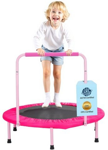 VEVOR Mini-trampoline voor kinderen, opvouwbare rebounder met handgreep, roze