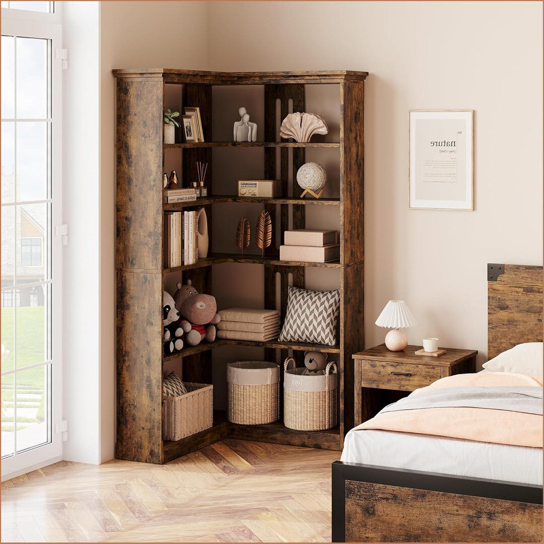 Blue Elephant 184.9cm H x 90.4cm W Corner Bookcase White 184.9cm H X 90.4cm W X 64cm D