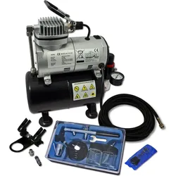 Wiltec Einsteiger Airbrush Kompressor Set AS186 Airbrushpistole DA128 Zubehör