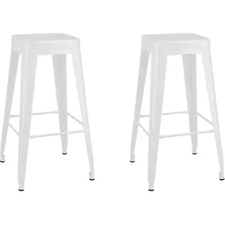 vidaXL Barhocker Stapelbar 2 Stk. Weiß Metall
