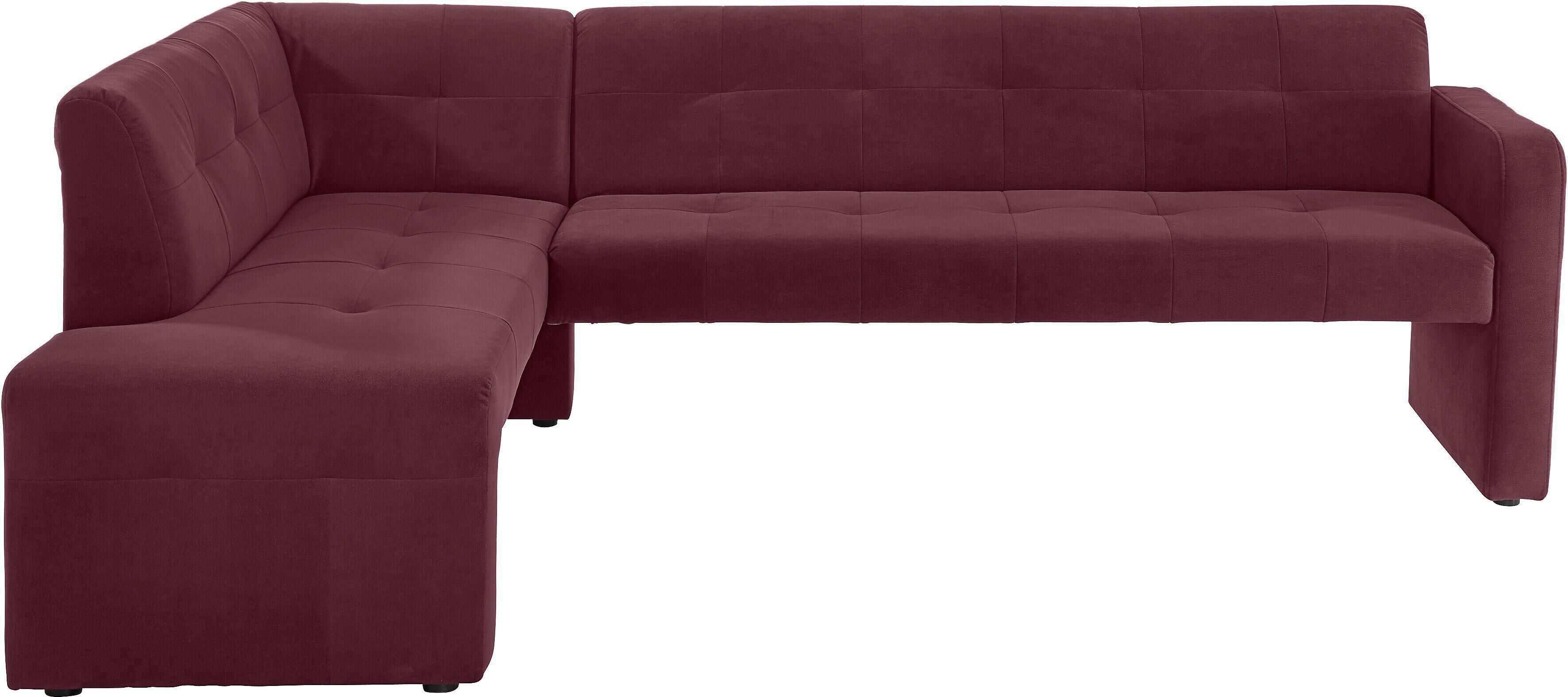 exxpo - sofa fashion "Barista, bequem und elegant, hohe Bodenfreiheit," Eckbank Barista bequem und elegant, hochwertige Detailverarbeitung burgundy B/H/T: 245cm x 83cm x 159cm, Luxus-Microfaser, langer Schenkel rechts