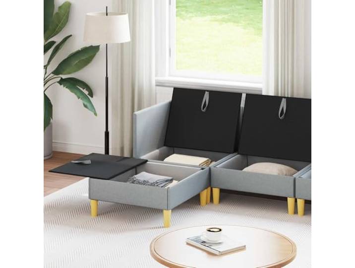 KTHLBRH Modulares Sofa-Set, hellgrau, 6-teilig Zeitgenössisches Design, versteckter Behälter, abnehmbare Bezüge, einfache Wartung