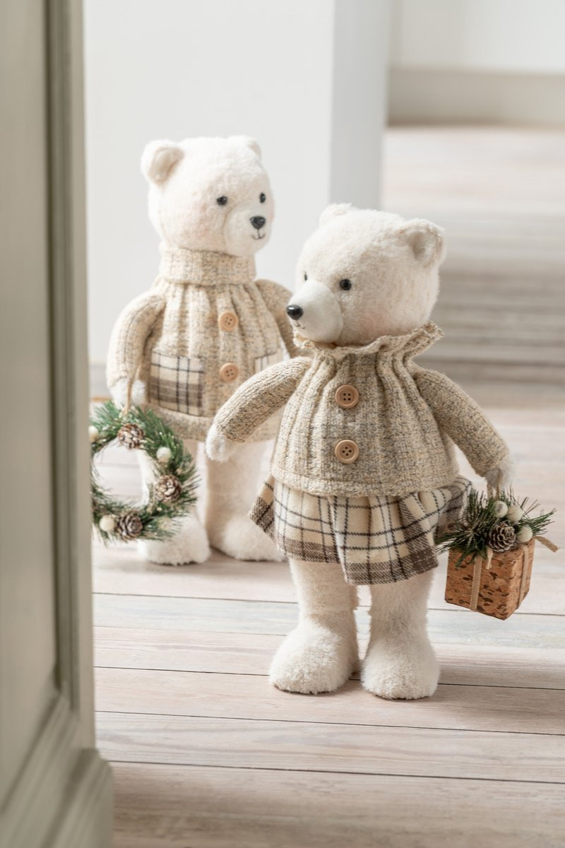 J-Line Figuur Jongen en Meisje Decoratie - Polyester - Beige/Ecru - 2 stuks