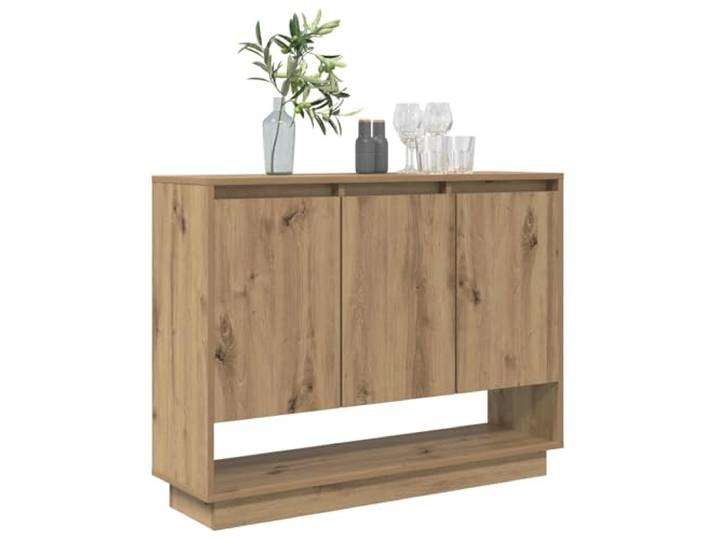 KTHLBRH Sideboard Eiche Handwerk 97 x 29 x 75 cm Holz mehrschichtig 5 Regale, 3 Türen, großer Stauraum, freistehend, für Wohnzimmer oder Esszimmer