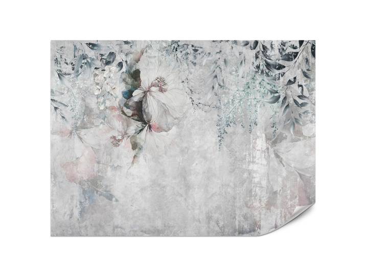 FOTOTAPETE für Schlafzimmer Zarte Blätter Beton Blumen Natur 200x140