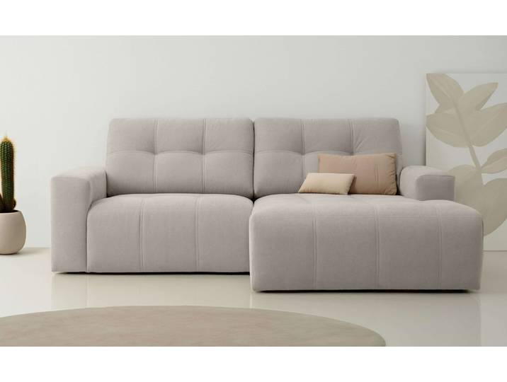 Ecksofa GOODPRODUCT Turnon, Lounge-sofa, Breite 221 cm , braun (latte), B:221cm H:84cm T:153cm, 100% Polyester, Sofas, Ecksofa, Chenille, mit Knopf- und Doppelsteppung, elegantes Aussehen