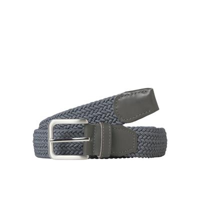 Stretchgürtel JACK & JONES "JACSPRING WOVEN BELT NOOS", Herren, Gr. 80, turbulence, Materialmix, Flechtoptik, unifarben, Gürtel, Materialmix, mit echtem Leder