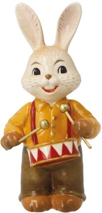 Osterhase GOEBEL "herziger Trommler", braun (bunt), B:4,5cm H:8cm T:4cm, Steingut, Dekofiguren, Osterhase bunt B/H/T: 4,5cm x 8cm x 4cm