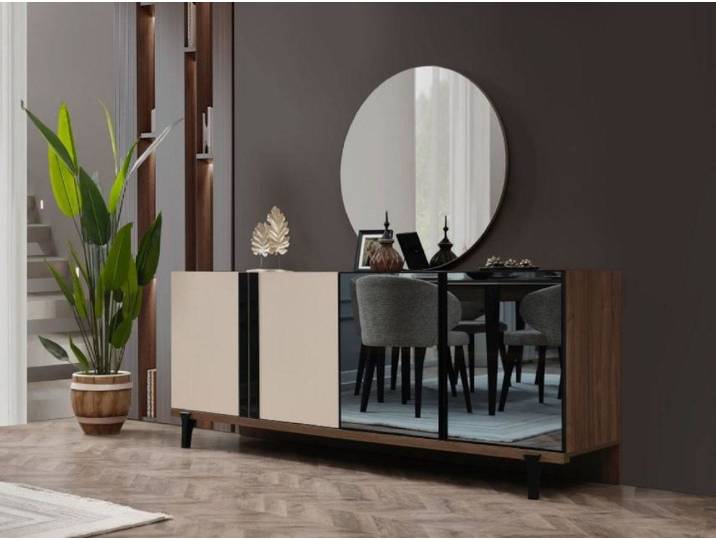 Xlmoebel Sideboard Braunes Holzsideboard mit Stauraum für Geschirr und Besteck (Sideboard, 1 St., Sideboard), Hergestellt in Europa
