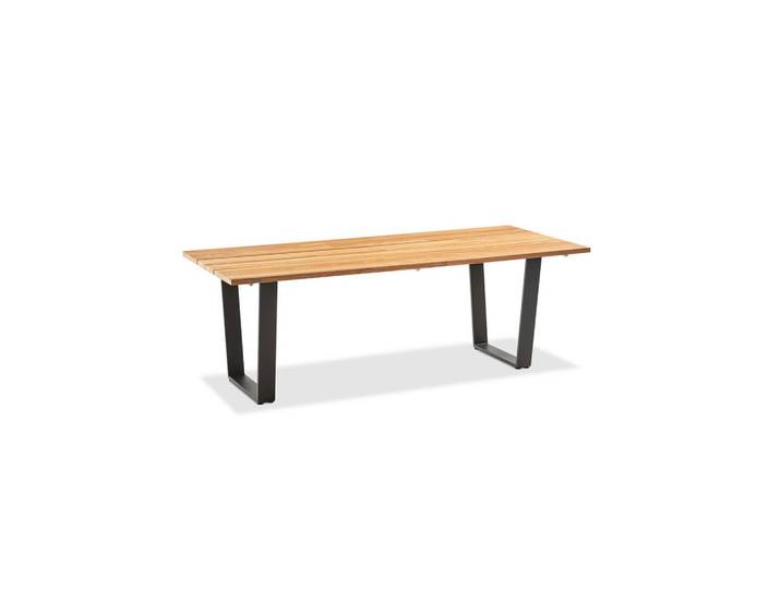 Niehoff Garden Gartentisch, Anthrazit, Teakfarben, Holz, Teakholz, massiv, rechteckig, Kufe, 95x76x180 cm, Gartenmöbel, Gartentisch, Gartentische