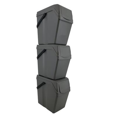 Keden – Set mit 3 Sortibox-Abfallbehältern für Recycling, Grau, 3 x 25 l