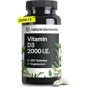 natural-elements Vitamin-D 365 Tabletten, Vitamin D3, hochdosiert, je Tablette 2000 I.E.