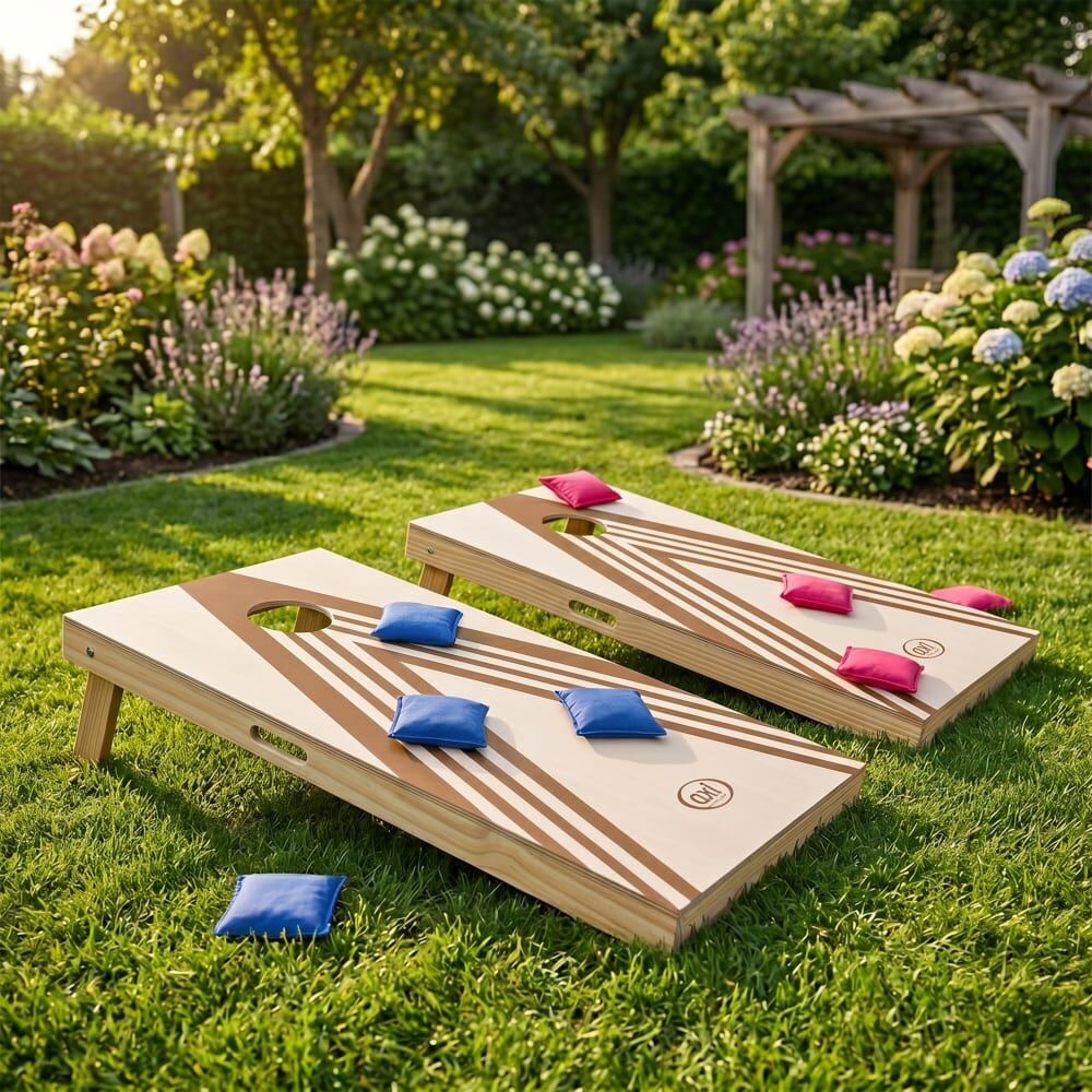 Axi Jeu de cornhole - 2 planches en bois - 8 sacs - 120 x 61 cm Marron 120x30x61cm