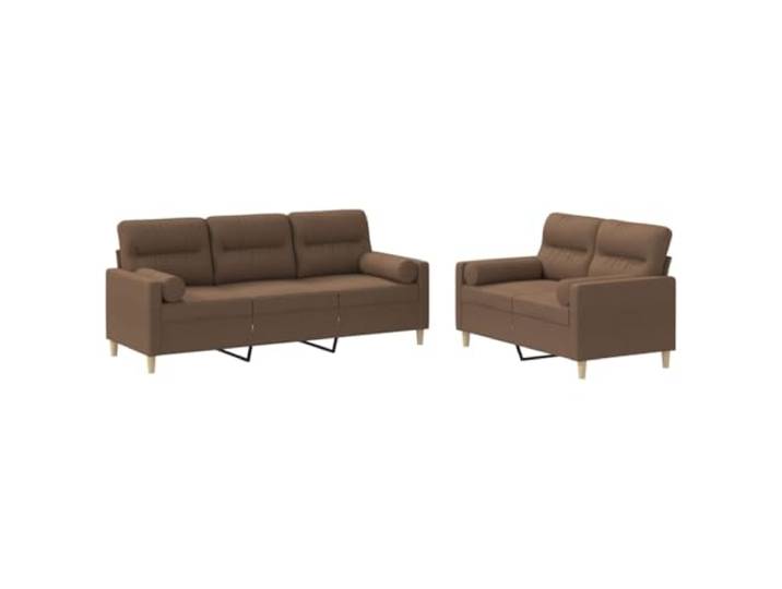 Todiikf 2-TLG Sofagarnitur mit Kissen Braun Polstermöbel Set Wohnzimmer Dieses elegante Sofa Ensemble mit gemütlichen Zylinderkissen schafft angenehmen Sitzkomfort im Wohnzimmer und Gästezimmer.
