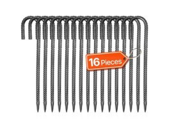 VEVOR Bodenanker, 304,8 mm, J-Typ mit 10 mm Durchmesser, verzinkte Zeltheringe, Erdanker, Erdnägel, Heringe, für Zelten, Vordächern, Camping, Trampolin, Blumenständer (16er-Pack)