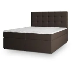 BOXBETT PALMA 140x200 cm mit Matratze und Topper - Braun