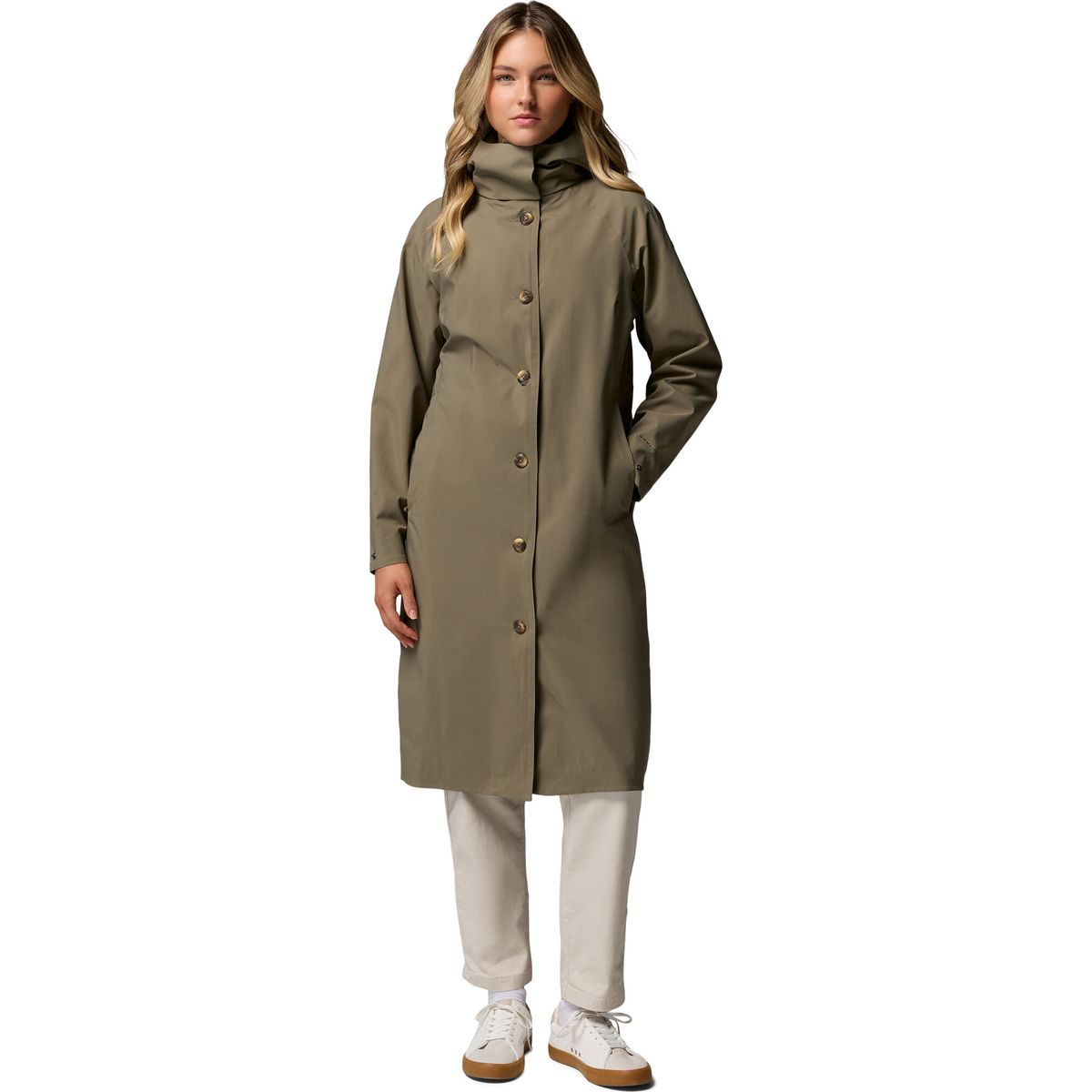 Columbia Women's Amazetrench Long Rain Jacket stone green (397) S 216225-2162251-397-S