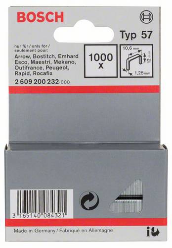 Bosch Accessories 2609200232 Flachdrahtklammern Typ 57 1000 St. Abmessungen (L x B) 12mm x 10.6mm