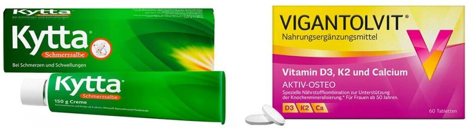Kytta Schmerzsalbe 150 g + Vigantolvit Vitamin D3 K2 Calcium 60 1stk