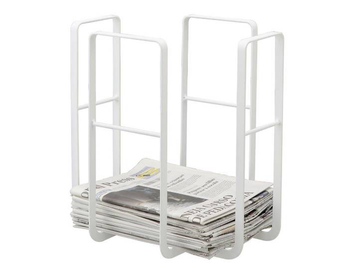 Zeitungsständer, Weiss, Metall, 27.5x35x35 cm, Ordnen & Aufbewahren, Zeitungsständer