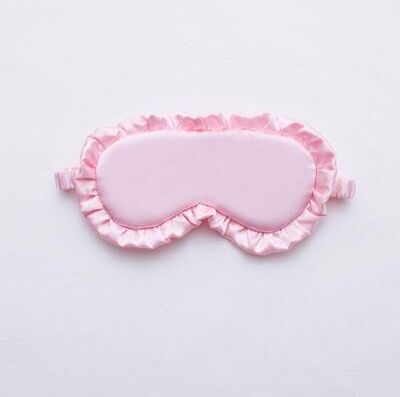 Everyday Crate Silky Ruffle Faux Silk Sleep Mask For Women Light Blocking Soft Breathable Eye Cover pink