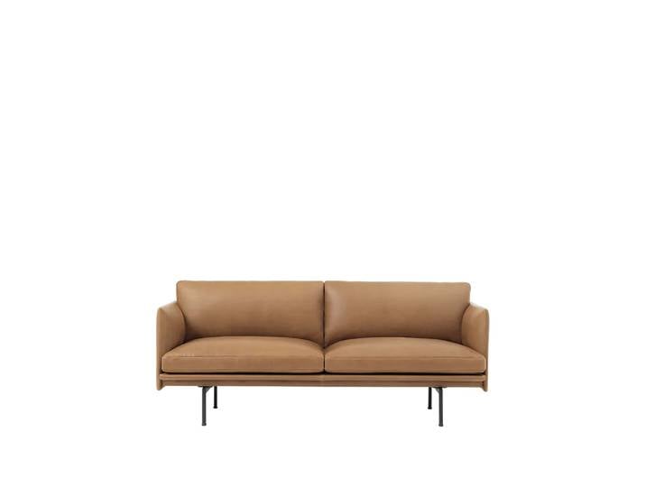 Muuto Canapé Outline 2 places Refine leather cognac-Black