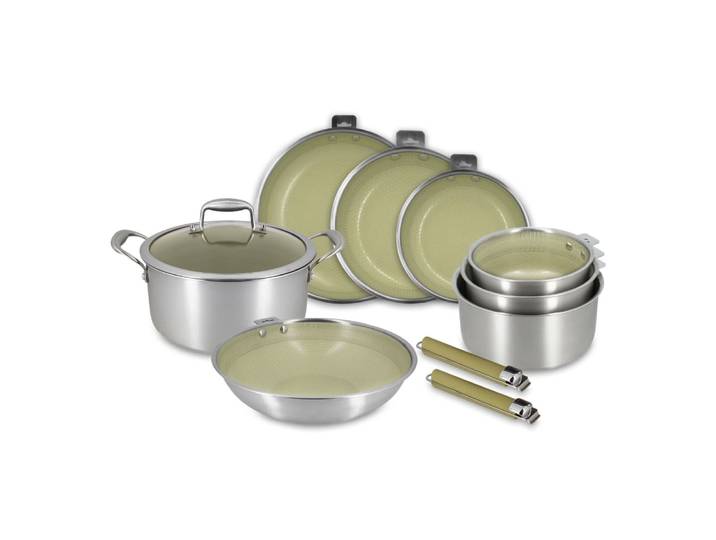 Batterie de cuisine 10 pièces en acier inoxydable vert