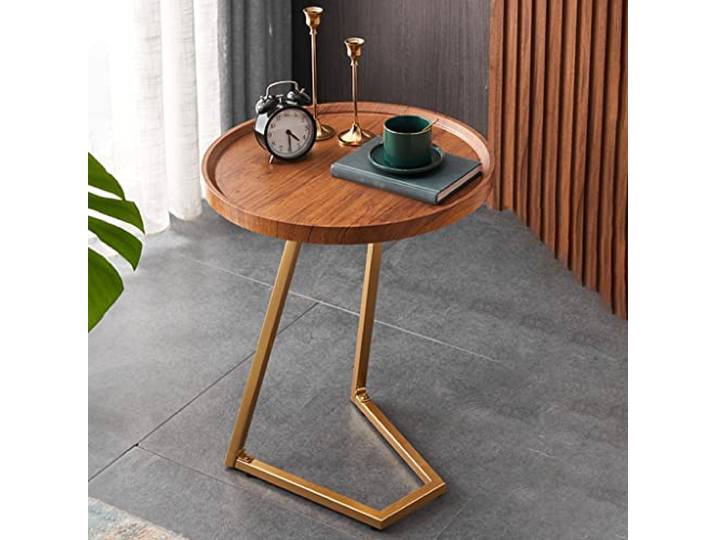XDgfjrCGKJ Mit Metallrahmen, moderner Sofa-Akzenttisch, lässiger Teetisch(Wood a,50 cm)