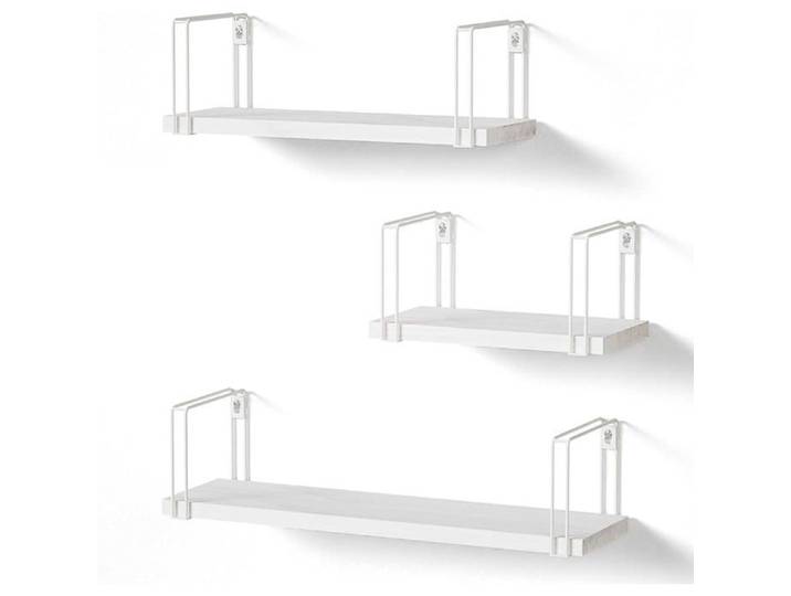 Etagere Murale Blanche Lot de 3 Étagère Murale Bois Equerre Etagere Murale pour Cuisine Salon Chambre Bureau Blanc