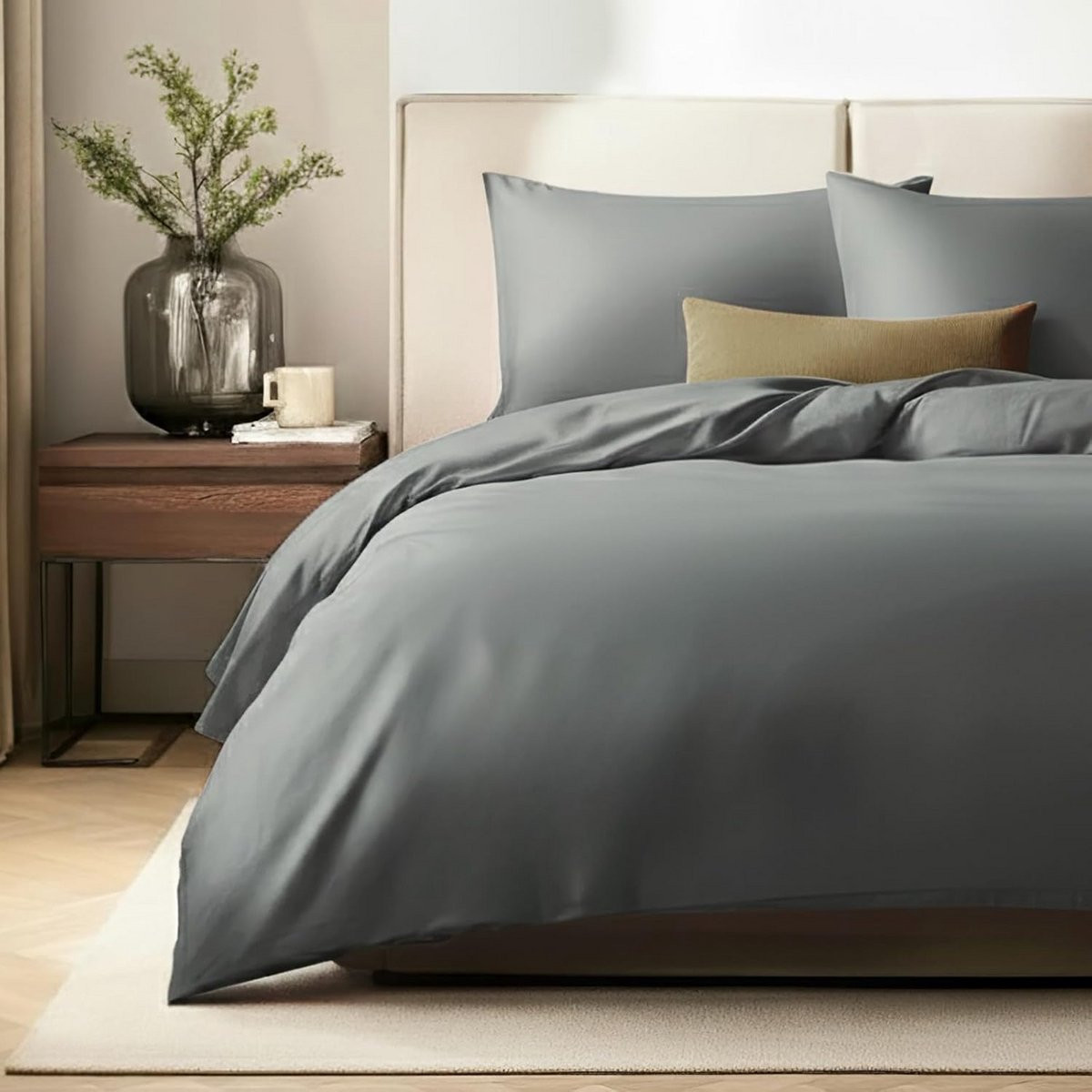 Wit Katoenen Beddengoed Set met 2-delig Kussensloop 80x80 cm