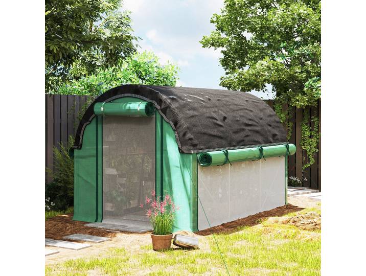 Outsunny Serre Tunnel 3x2x2m Plastique Cadre Acier Vert