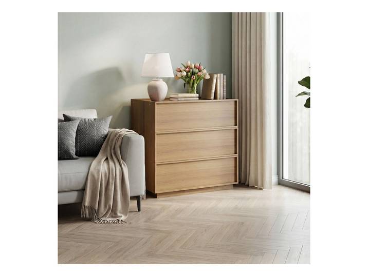 Odikalo Sideboard Eckschrank Regal mit kommode & Stauraum (Schlanker 3-Schubladen-Kommode in Holzoptik – perfekt für Wohnzimmer & Flur, aufgeräumtes Design in natürlicher Optik)