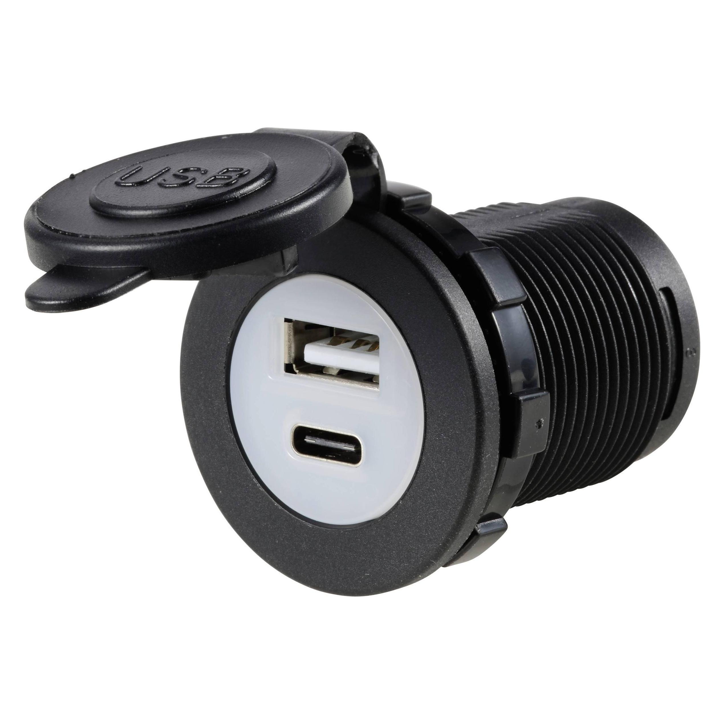 Tru Components USB A + USB C Einbaubuchse beleuchtet LED, rund (TC-12114140)