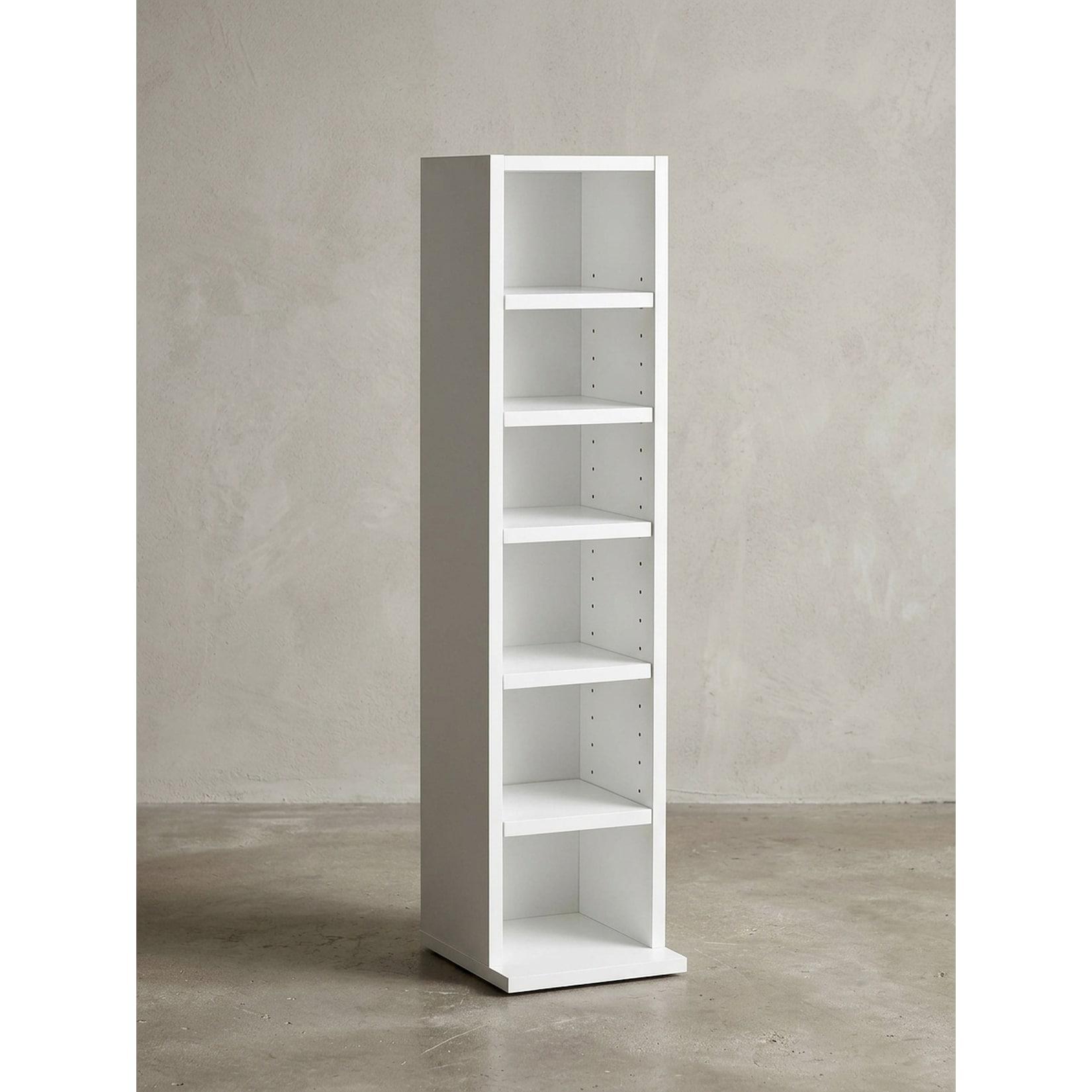 Bücherregal – Weiß, 21x91x25,5 cm, 6 Fächer, schmal, Flur/Kinderzimmer