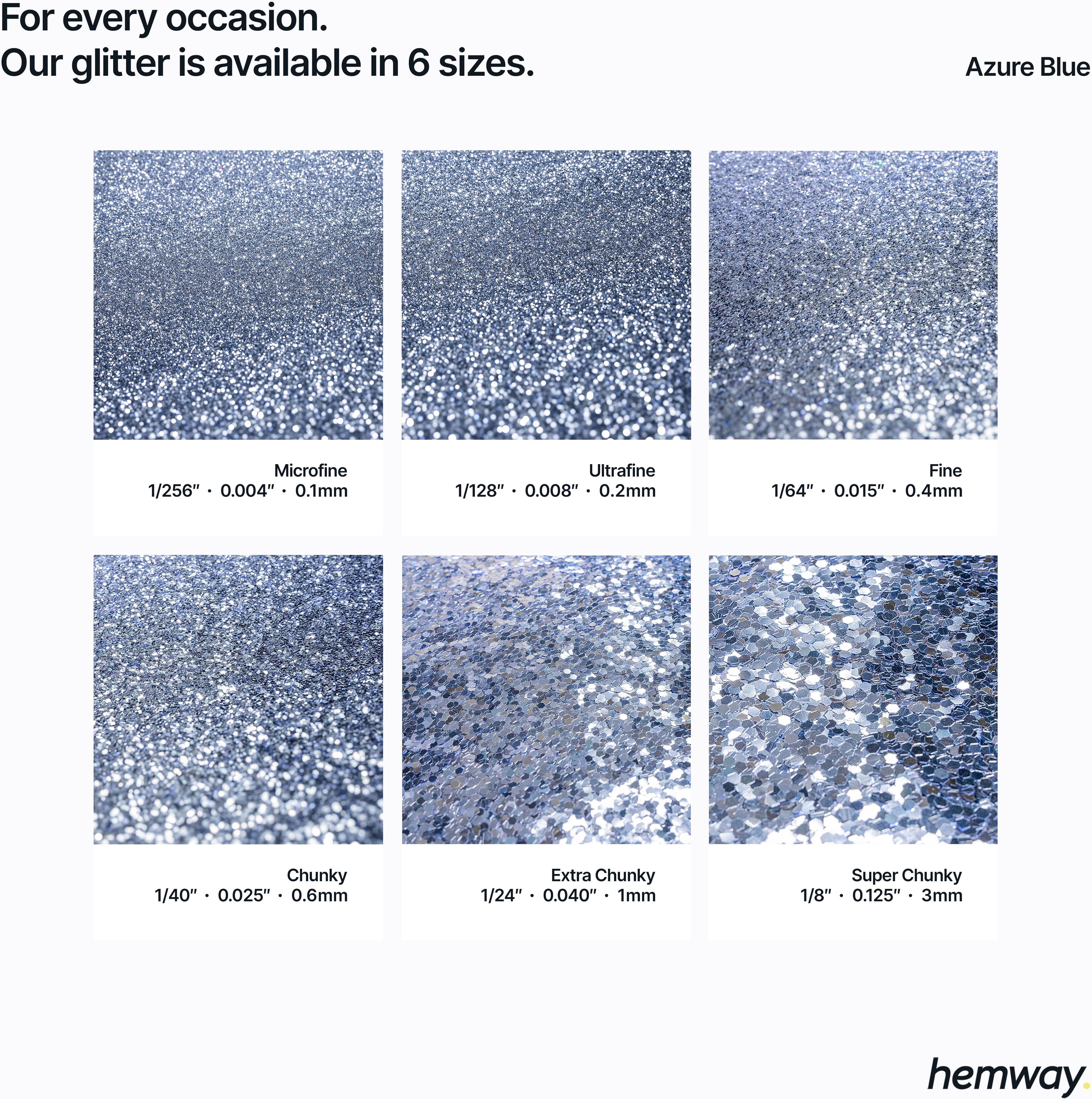 Hemway Craft Glitter Shaker 130g / 4.6oz   Azure Blue   Epoxy Resin, DIY, Tumbler, Decoration - Azure Blue - Fine 260g