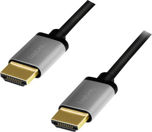 LogiLink HDMI AV Anschlusskabel [1x HDMI-Stecker - 1x HDMI-Stecker] 2m Schwarz-Grau