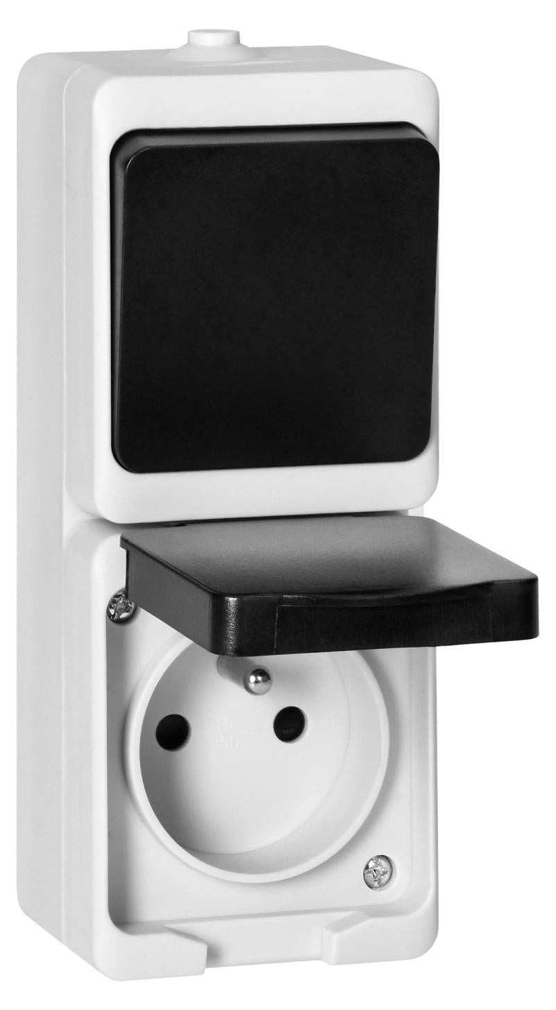 ORNO Aquatic Mini Schakelaar en Stopcontact 2P+Aardsleutel Ip54 On-7307/Wb