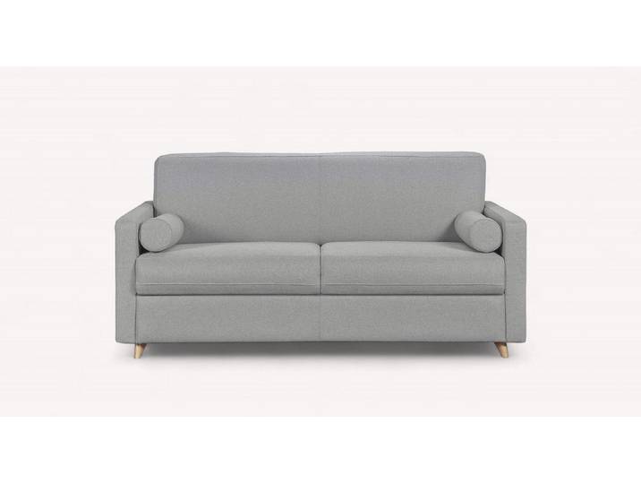 Canapé convertible Tissu NOVA - Gris - Couchage 140x195 - Sommier Grille