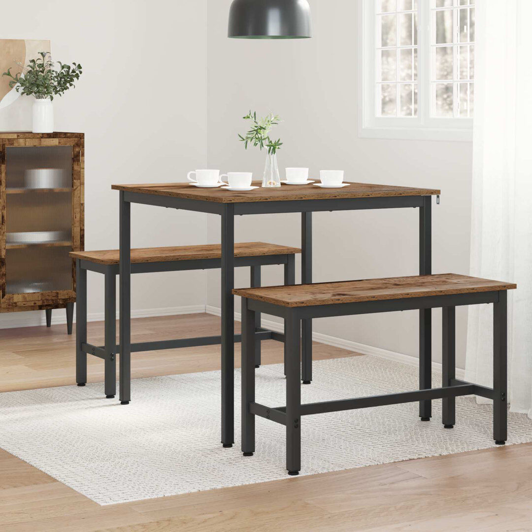 Metro Metal Base Dining Table Brown 75cmH x 80cmL x 80cmW