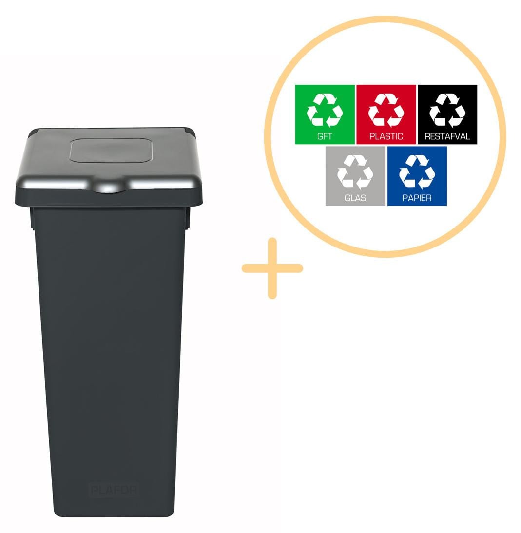 Northio Fit Bin met deksel 52L Recycling - Grijs