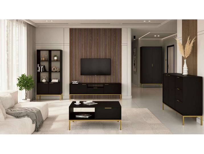 99rooms Wohnwand Avgustin, (Set (5-St), Wohnmöbel, Wohnzimmer-Set), Modern Design, mit viel Stauraum, Soft-Close Funktion