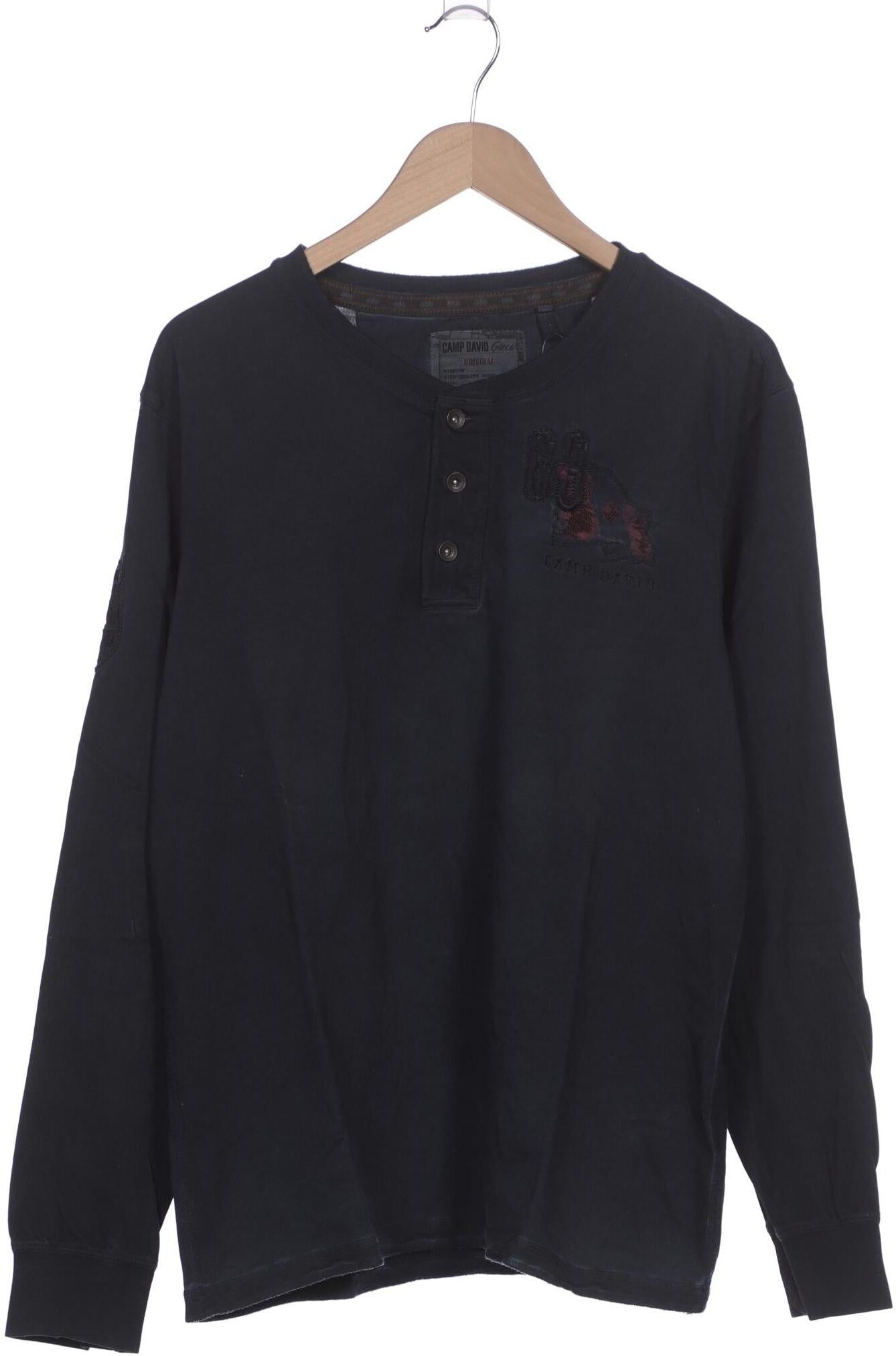 Camp David Herren Langarmshirt, Marineblau, Gr. L, Baumwolle - Second Hand