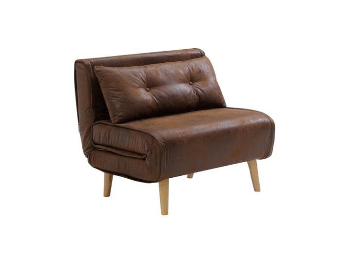 Fauteuil convertible microfibre aspect cuir vieilli VALERIO