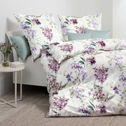 Janine Mako-Satin Bettwäsche Milano 45128-05 lila beere 135x200 cm + 80x80 cm - lila;grün