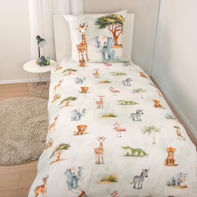 Bettwäsche "Young Collection Safari", bunt, B/L: 135cm x 200cm, 1 Stk., 1 Stk., Flanell, B/L: 80cm x 80cm, 2 Stk., Flanell, Obermaterial: 100% Baumwolle, HERDING YOUNG COLLECTION, Bettwäsche, Bettwäsche