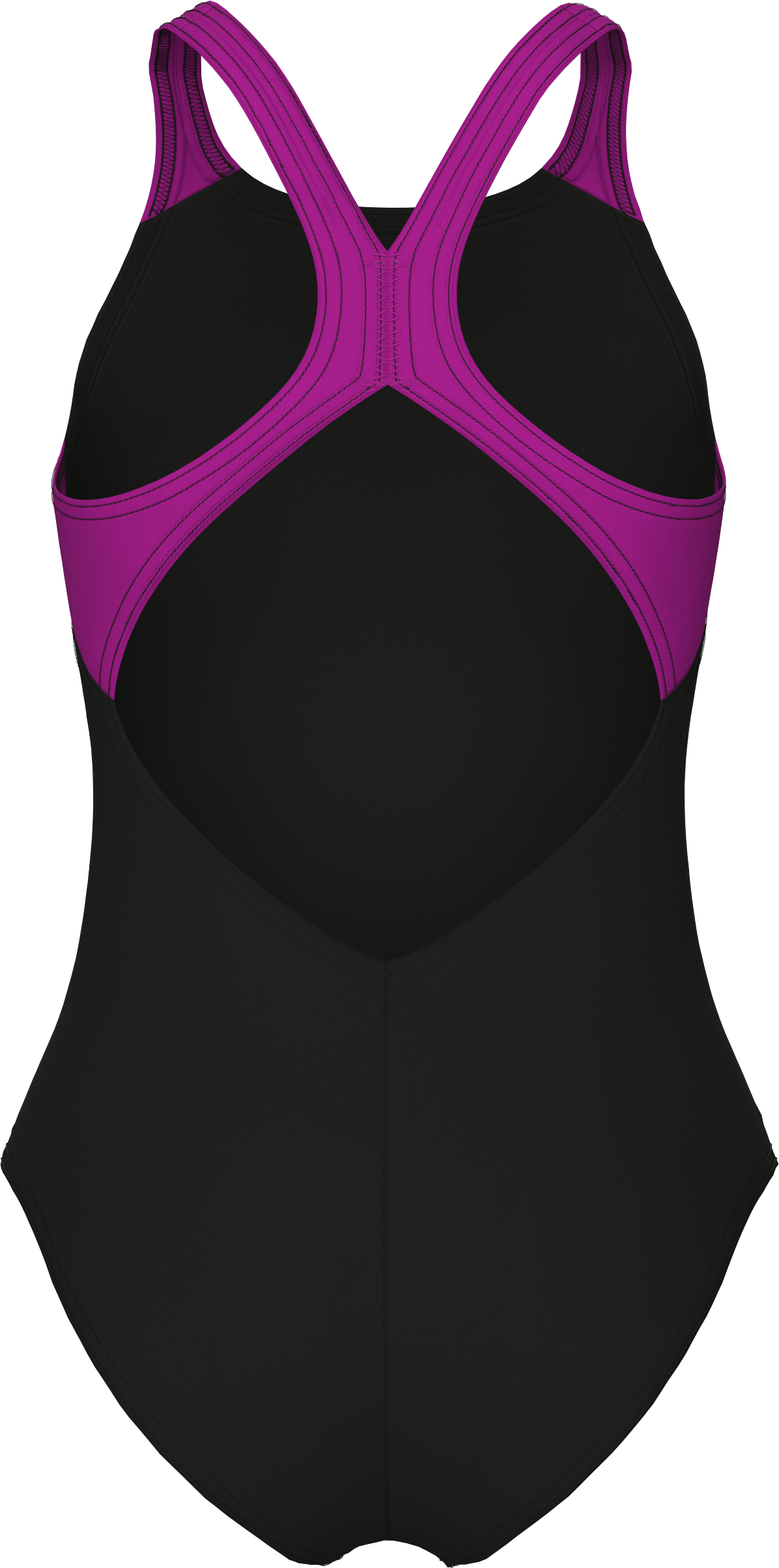 Badeanzug ARENA "G ARENA PAINTERLY SWIMSUIT V BACK", Mädchen, Gr. 152, N-Gr, schwarz (schwarz, very fuchsia), Obermaterial: 80% Polyamid, 20% Elasthan, Badeanzüge Badeanzug, mit UV-Schutz UPF50+, aus MaxFit Eco Material, in Stretchmaterial schwarz, very f