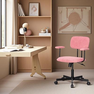 JJS Ergonomic Low Back Velvet Office Chair with Armrests Adjustable Swivel Computer Desk Chair for Small Spaces, Home & Workspace