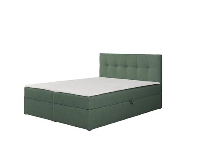 RAVIO Boxspringbett Toronto mit 2 Bettkästen, Bonell-Federkernmatratze H3, Schaumstoff-Topper im Set enthalten, Polsterbett mit Stauraum (Grün (Herbi 10), 180 x 200 cm)