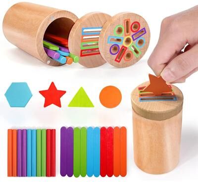 PRiME Montessori Color Sorting & Matching Wooden Toy For Kids, Educational Shape Recognition Toy For Toddlers c